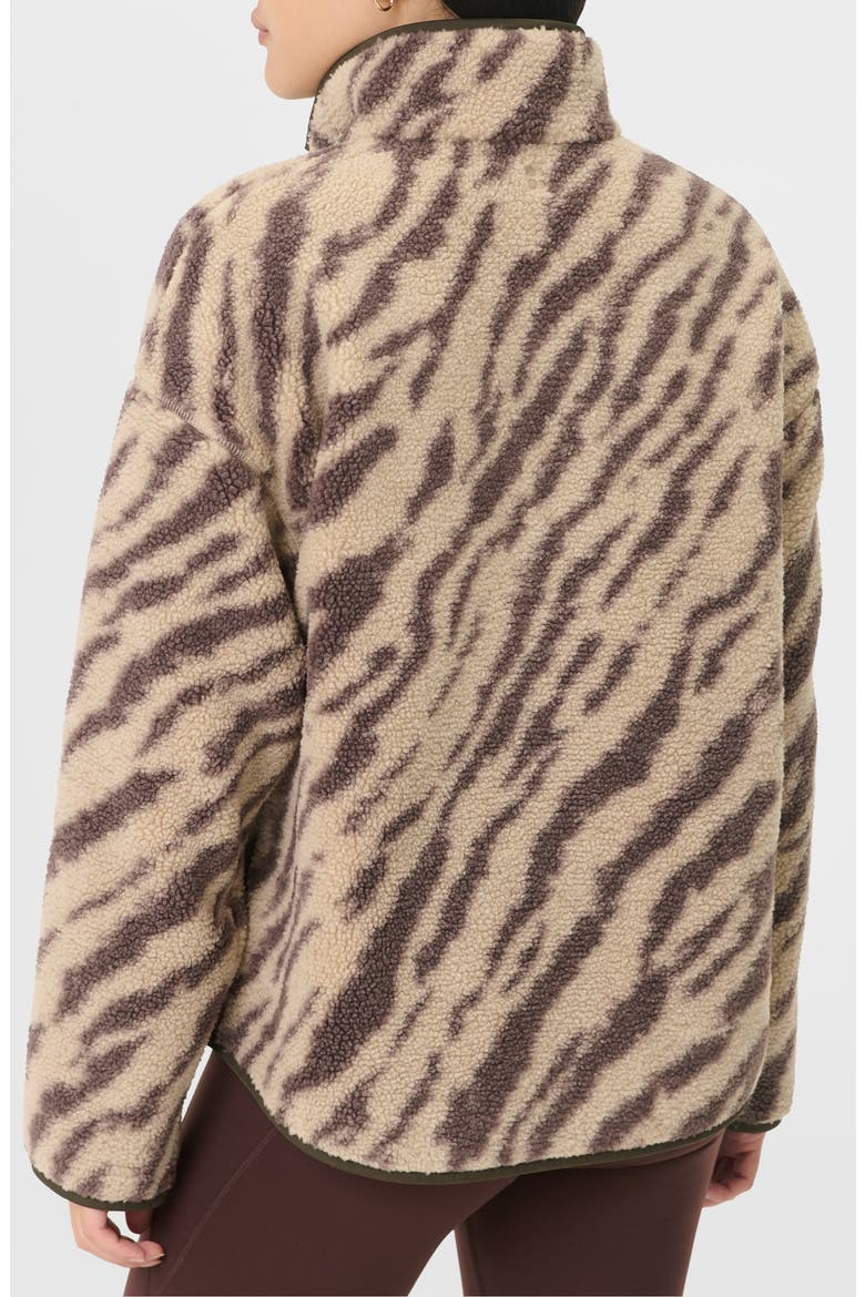 New Plush Fleece Half Zip Jacket, Alternate, color, BEIGE LINEAR TEXTURE PRINT