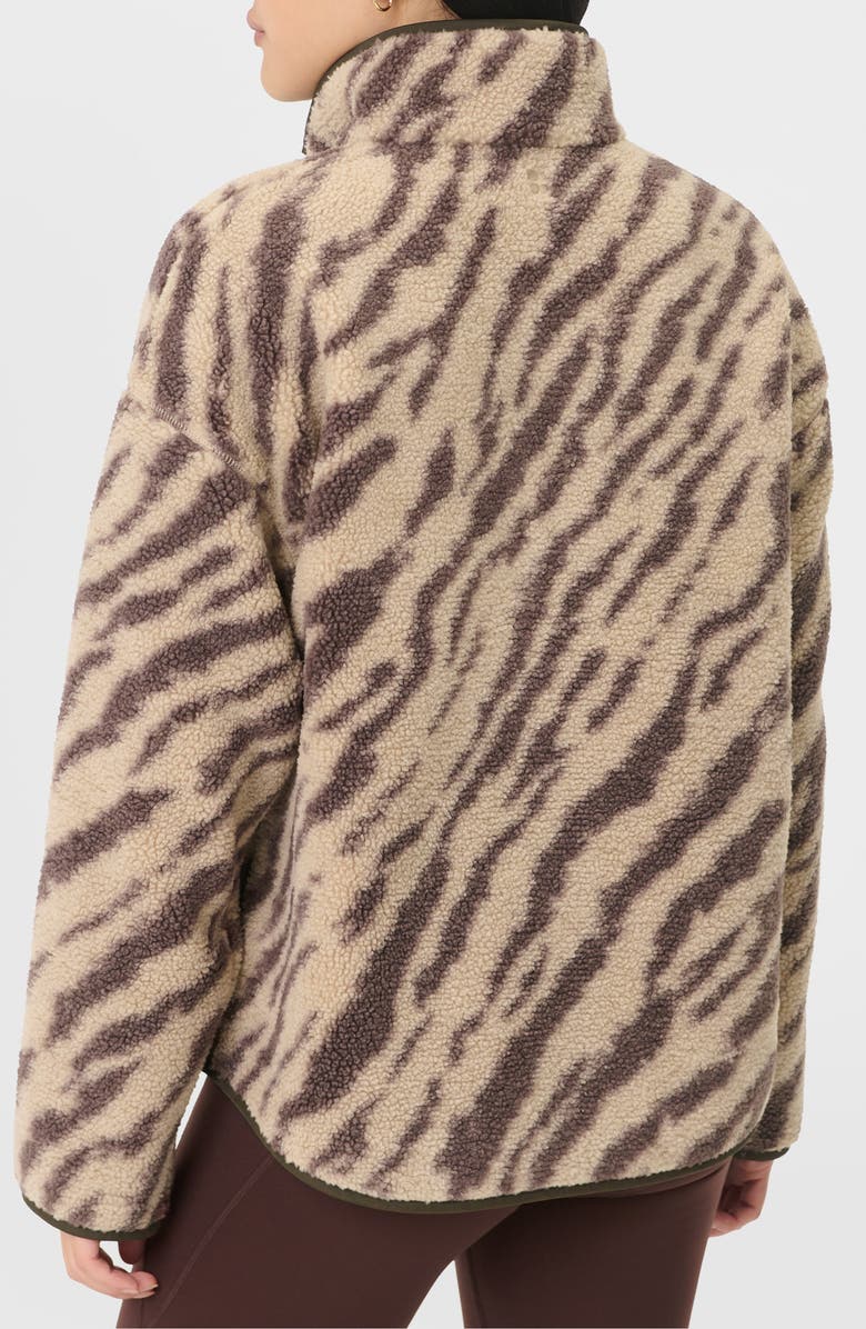 Sweaty Betty New Plush Fleece Half Zip Jacket, Alternate, color, Beige Linear Texture Print
