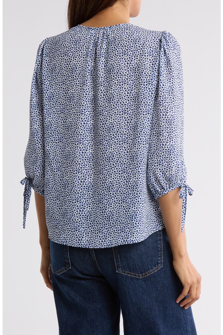 Dot V-Neck Long Sleeve Top, Alternate, color, BLUE