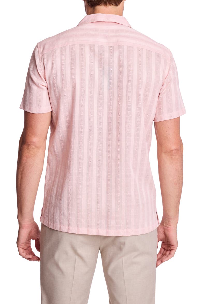Textured Cotton Camp Shirt, Alternate, color, PINK DOBBY STRIPES