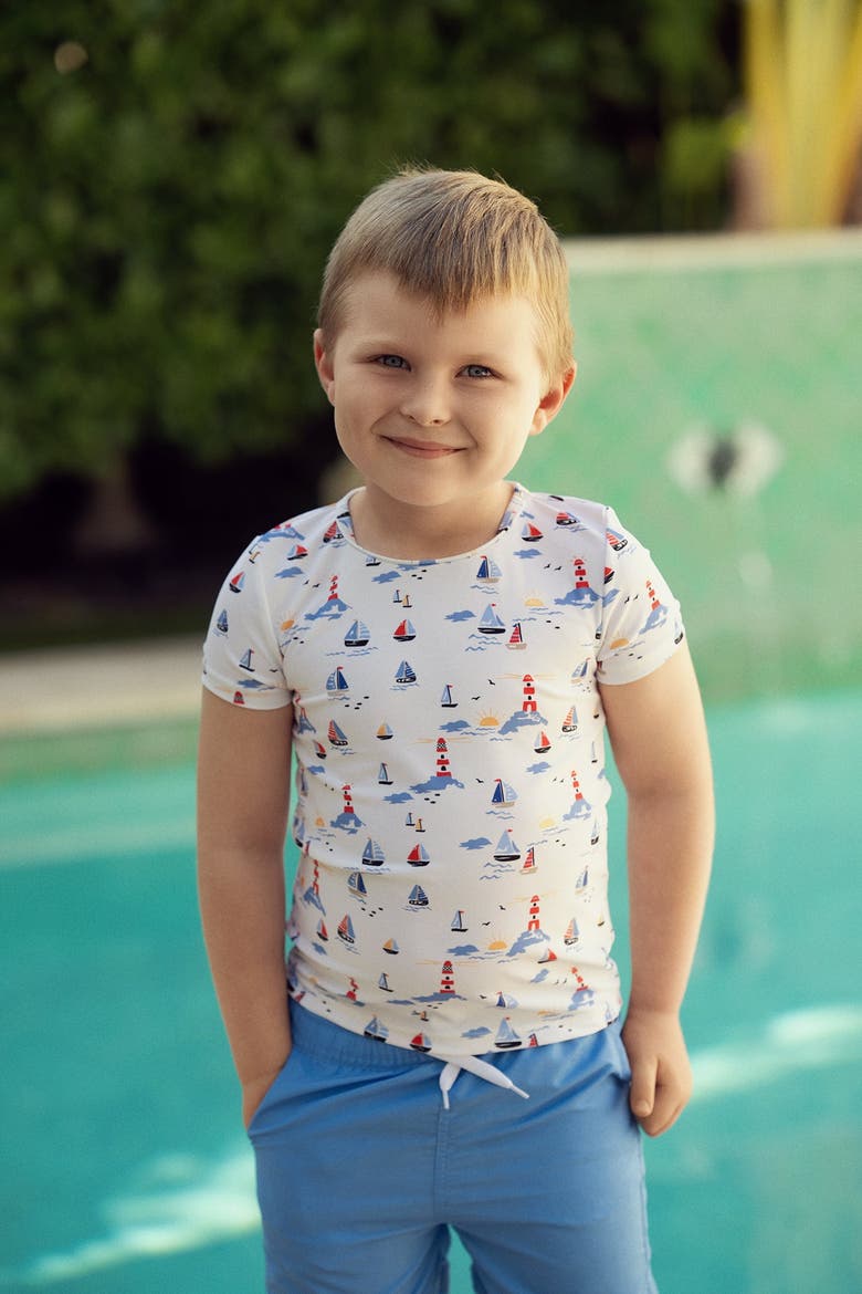 Baby Boy Sailboat Two-Piece Swimsuit Set, Alternate, color, Blue