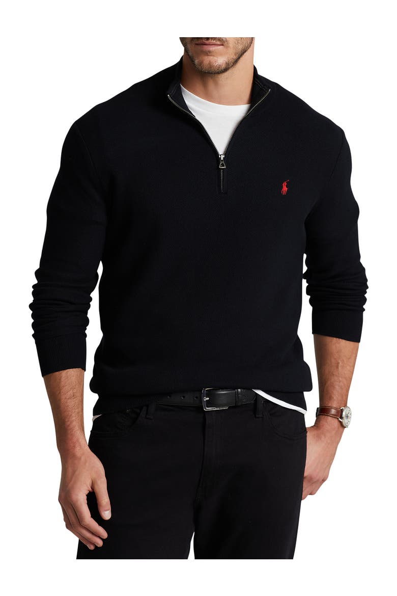 Pima Cotton 1/2-Zip Sweater, Main, color, POLO BLACK