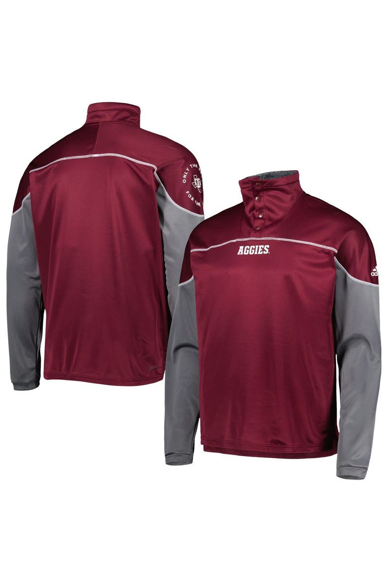 Men's adidas Maroon Texas A&M Aggies AEROREADY Knit Quarter-Snap Jacket, Main, color, Maroon