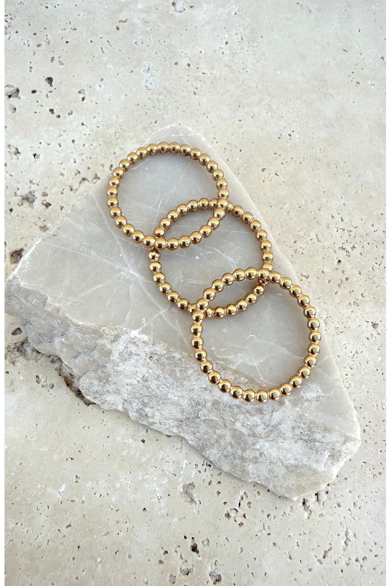 Set of 3 Beaded Stacking Rings, Alternate, color, GOLD