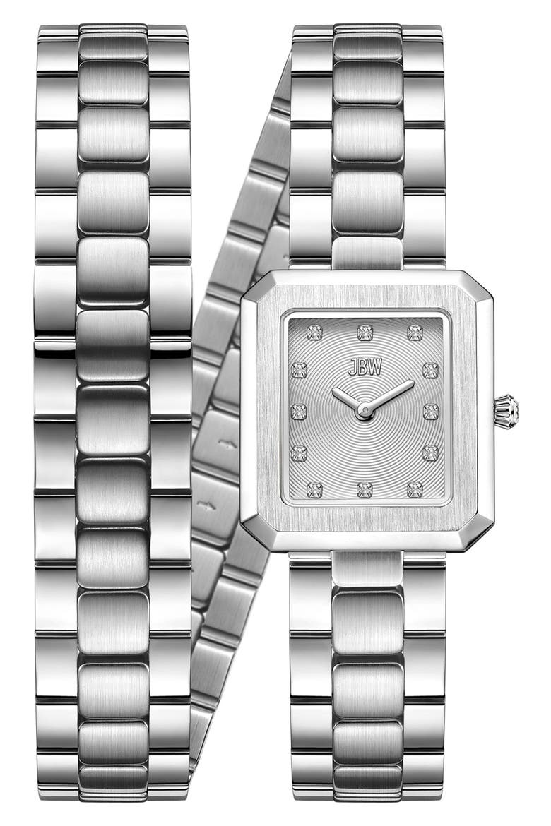 Arc Lab-Created Diamond Double Wrap Bracelet Watch, 23mm, Main, color, STAINLESS STEEL