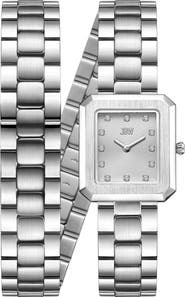 JBW Arc Lab-Created Diamond Double Wrap Bracelet Watch, 23mm