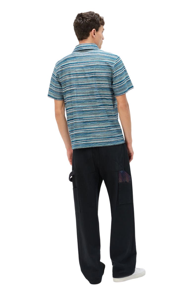 Missoni Short Sleeve Polo In Flame Jersey, Alternate, color, Blue & Green