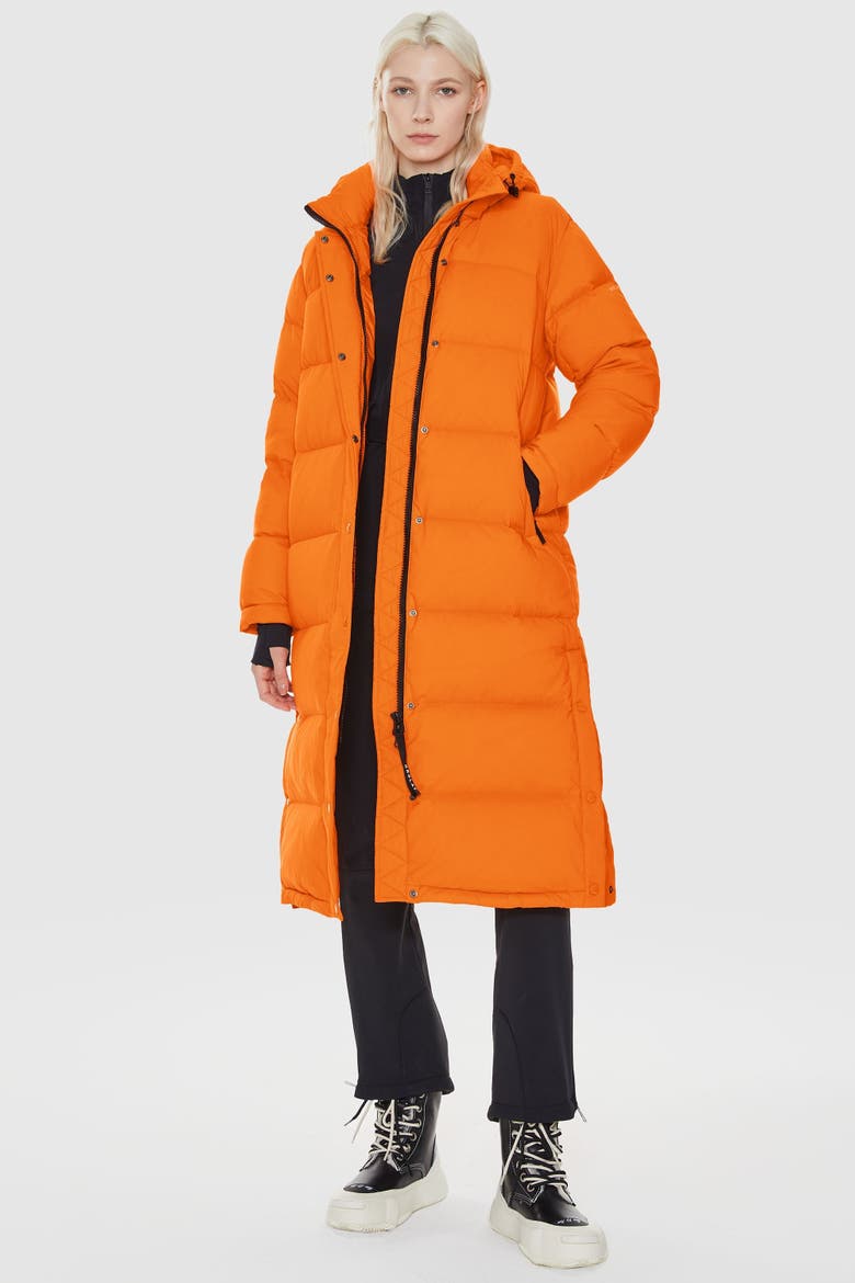 Puff-O® Long Down Puffer Jacket, Alternate, color, Orange