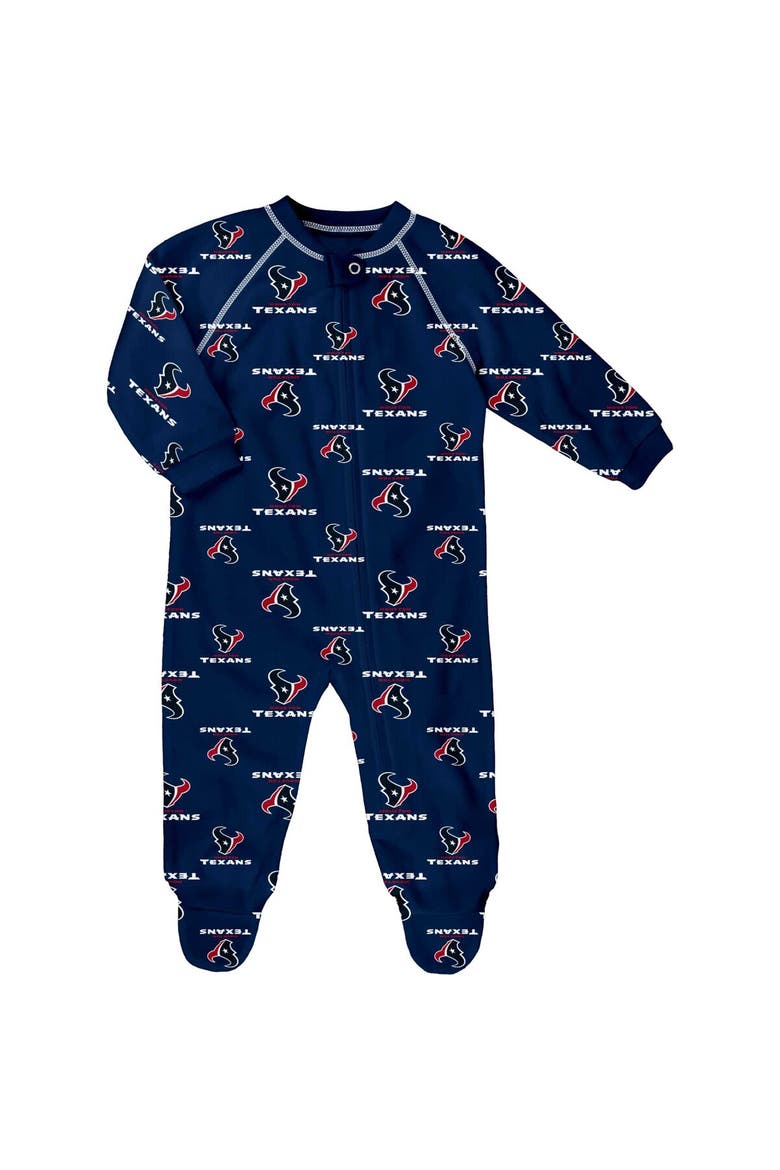 Infant Navy Houston Texans Allover Print Raglan Full-Zip Jumper, Main, color, Navy
