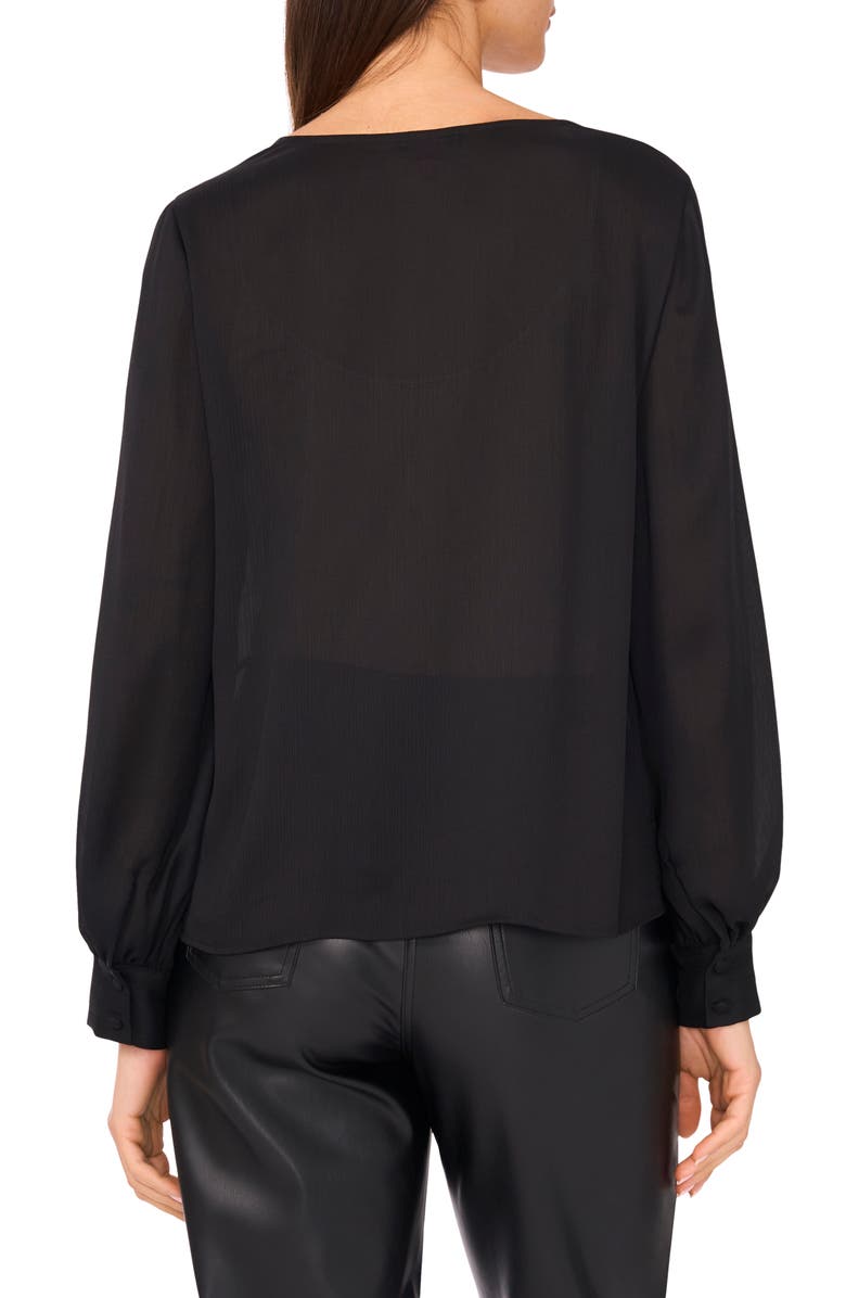 Vince Camuto Split Neck Satin Top, Alternate, color, Rich Black
