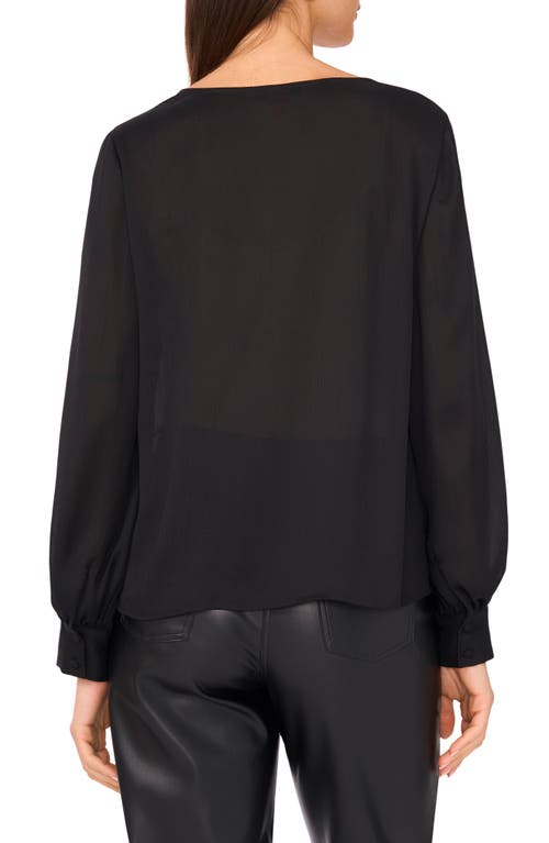 Vince Camuto Split Neck Satin Top In Black