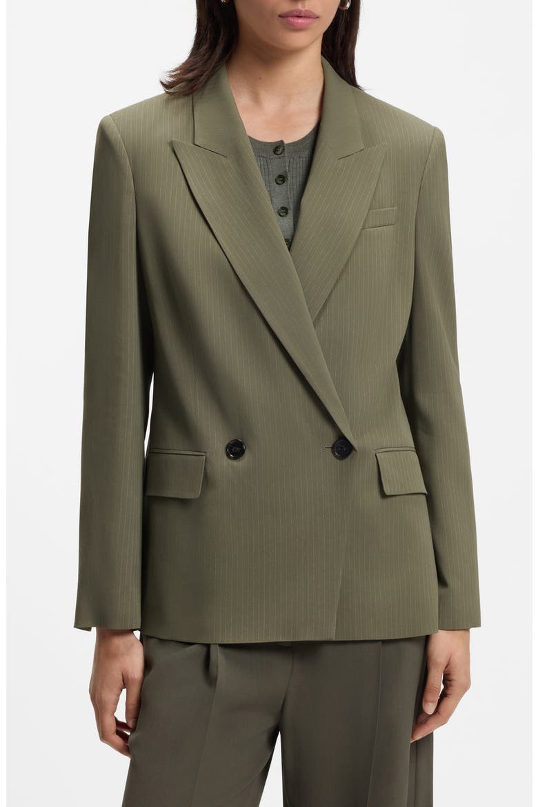 Jaleto Pinstripe Double Breasted Blazer, Main, color, TEA LEAF STRIPE