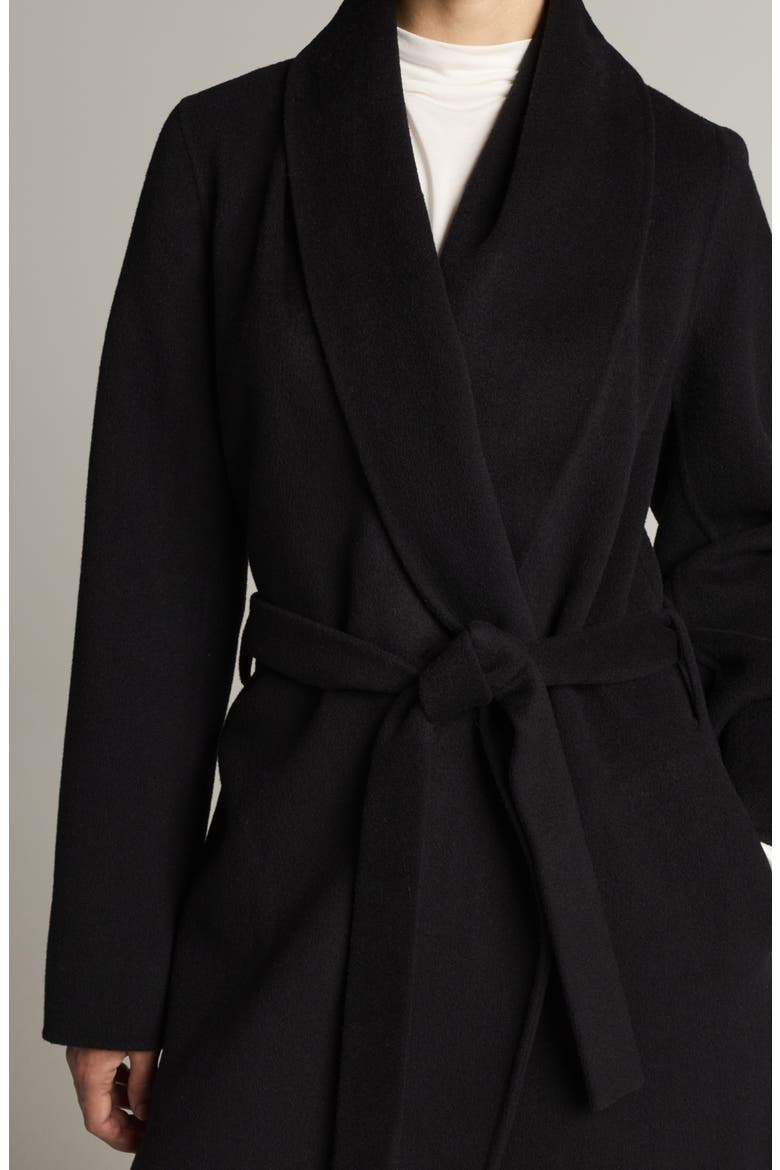 Shawl Collar Wool & Cashmere Long Coat, Alternate, color, BLACK