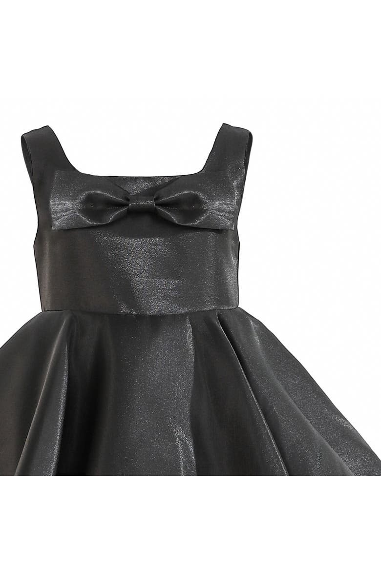Lucienne Satin Bow Dress, Alternate, color, Black