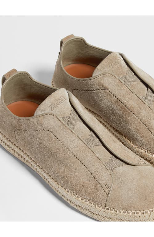 Zegna Suede Triple Stitch Espadrilles In Gray
