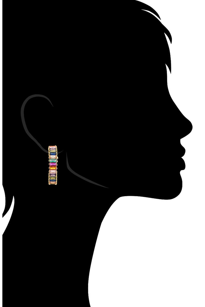 Multi Colored Gem Hoop Earrings, Alternate, color, MULTI