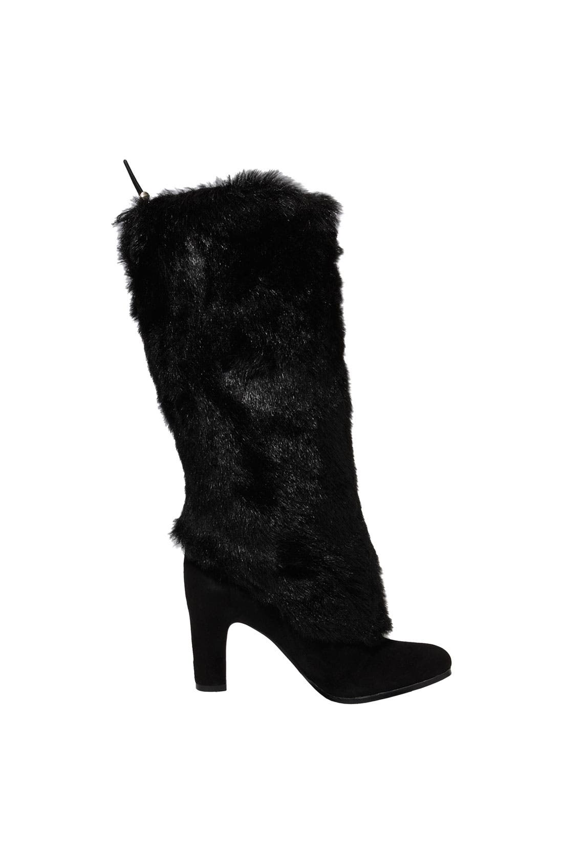 'Shalin' Faux Fur Boot, Alternate, color, BLACK KID SUEDE