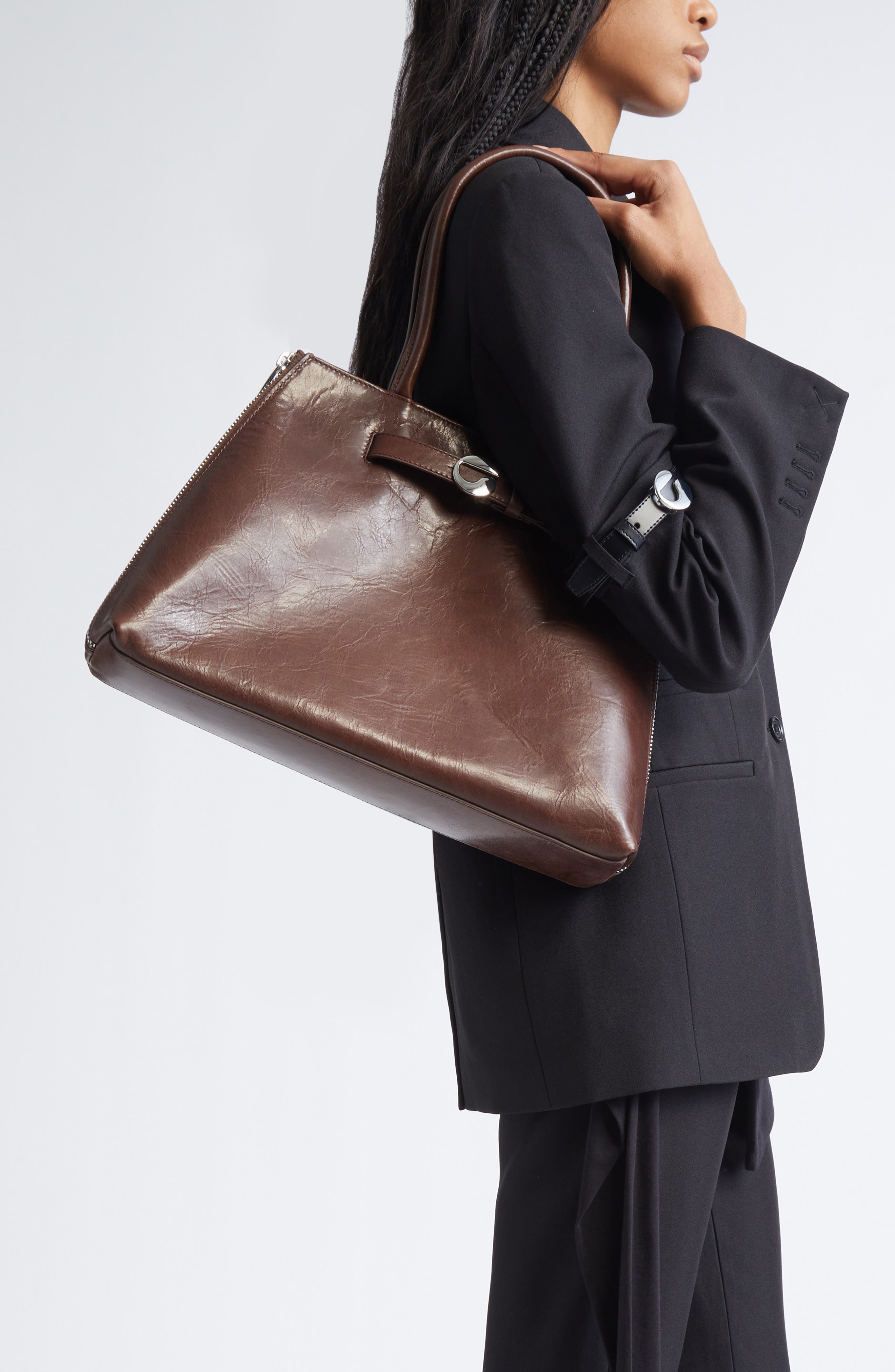 Data Leather Tote, Alternate, color, BRW BROWN