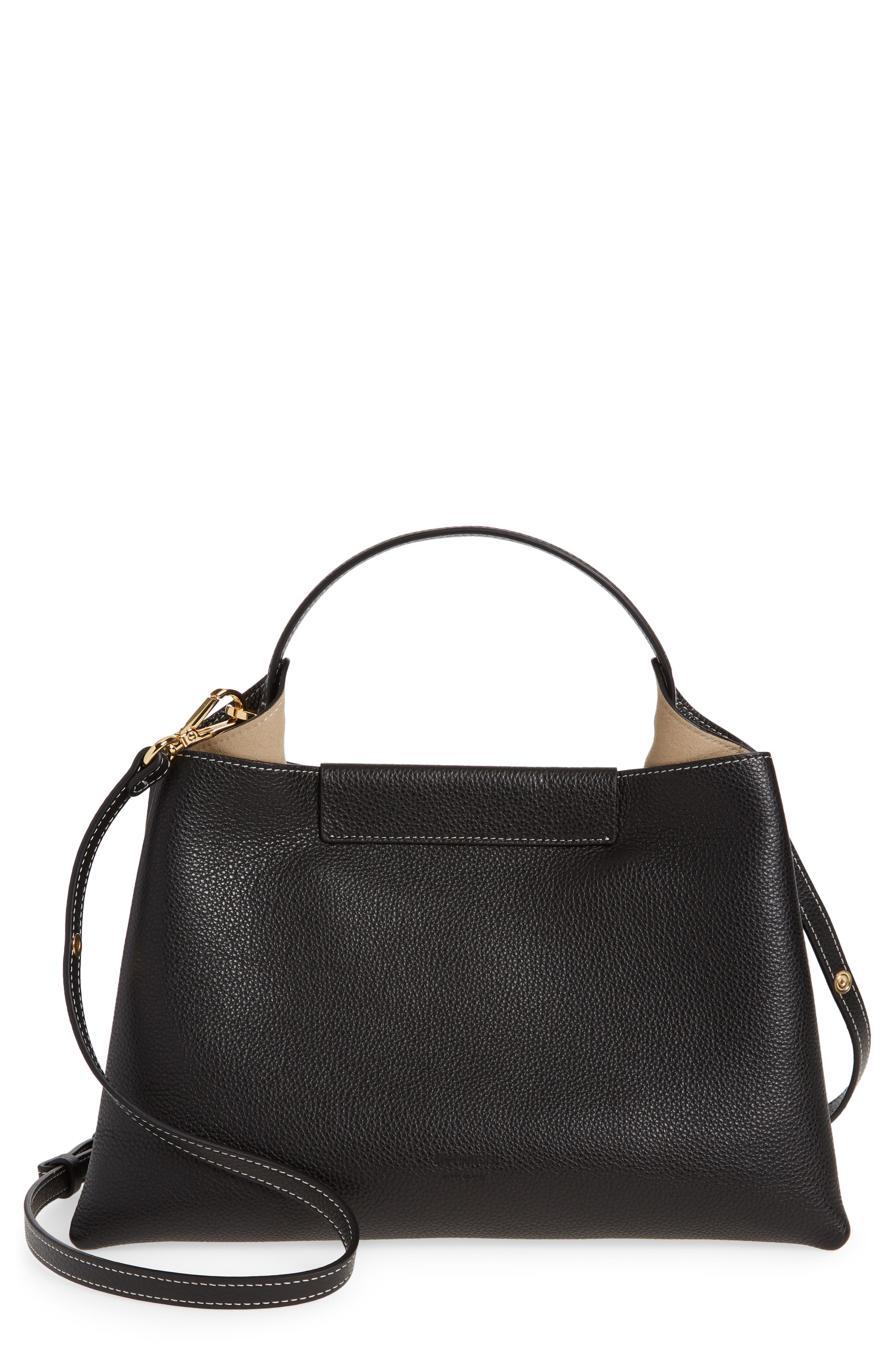 Elieze Medium Leather Handbag, Main, color, BLACK