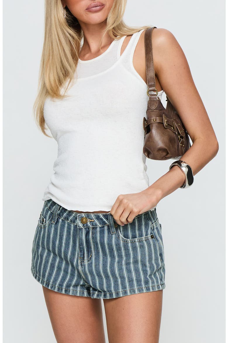 Dreamful Stripe Low Rise Denim Shorts, Alternate, color, BLUE STRIPE