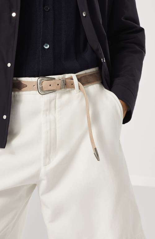Brunello Cucinelli Reversed Calfskin Belt In Taupe