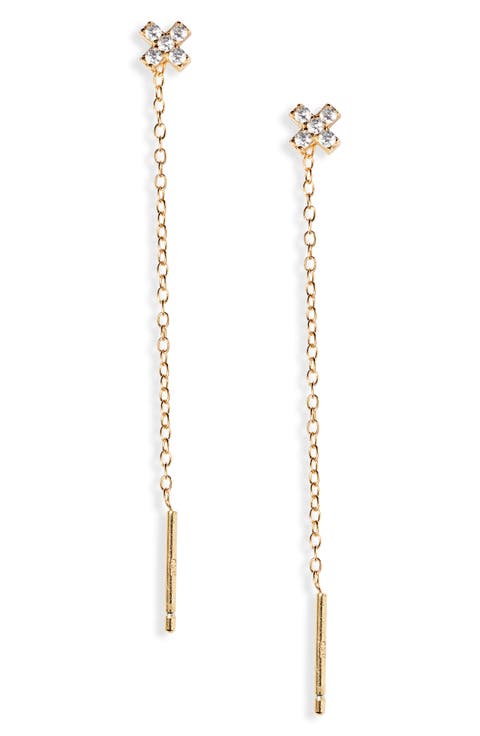 Pavé Cross Threader Earrings
