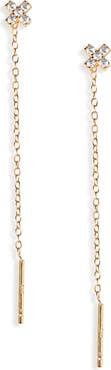 Argento Vivo Sterling Silver Pavé Cross Threader Earrings