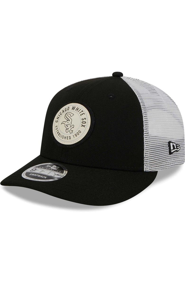 New Era Men's New Era Black Chicago White Sox Circle Trucker Low Profile 9FIFTY Snapback Hat, Main, color, Black