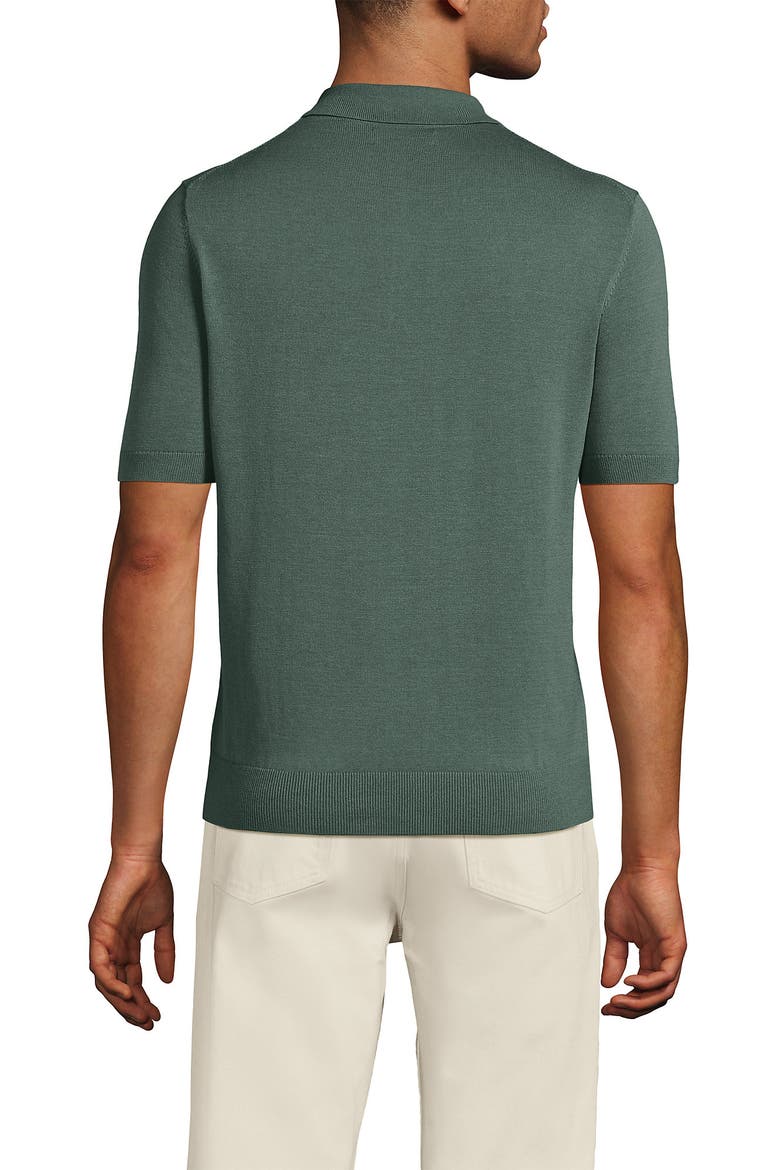 Short Sleeve Vertical Rib Button Down Sweater Polo, Alternate, color, Eucalyptus