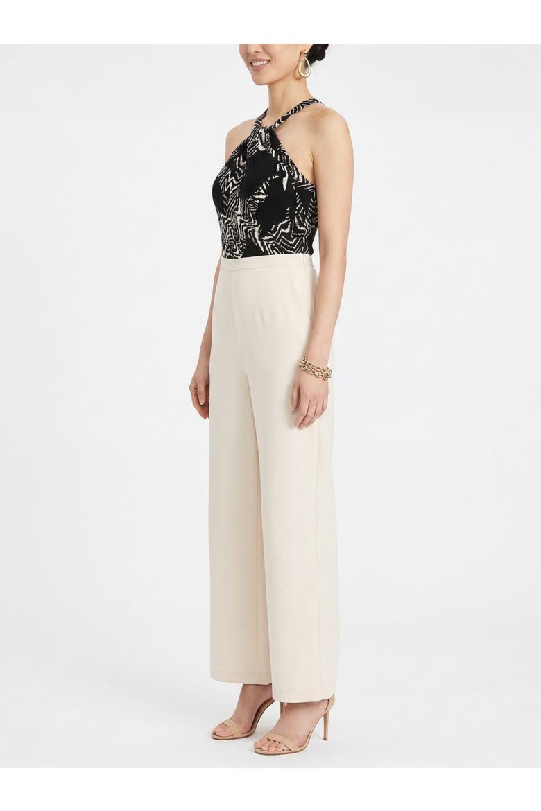 Jetti Halter Neck Wide Leg Jumpsuit, Alternate, color, Mono Floral Combo