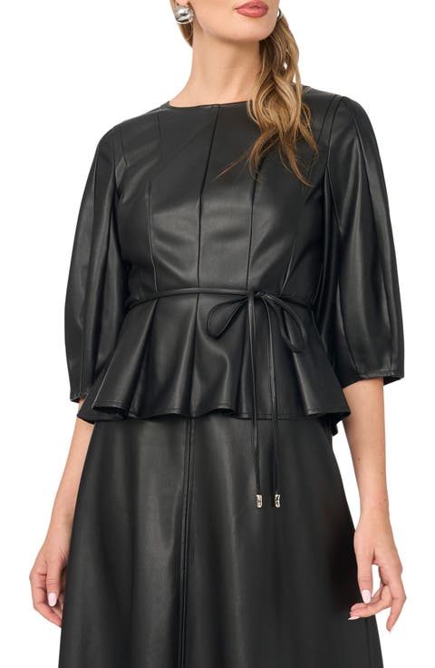 Seamed Faux Leather Top