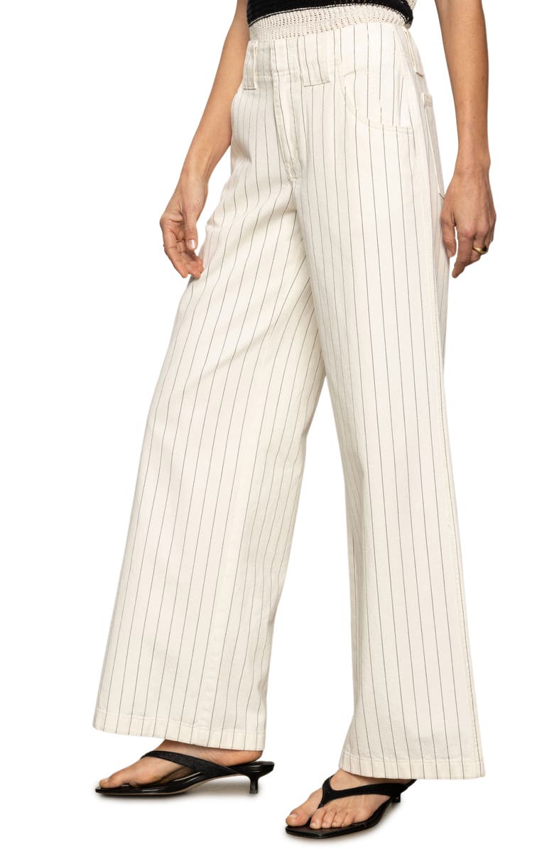 Sanctuary Arden Wide Leg Pinstripe Jeans, Alternate, color, Bleached White Pinstripe
