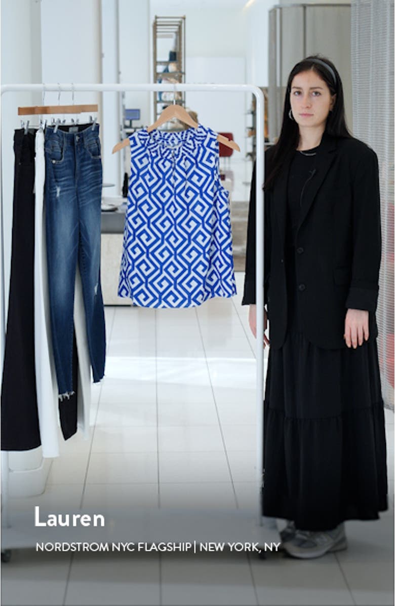 Georgia Geo Print Sleeveless Linen Top, sales video thumbnail