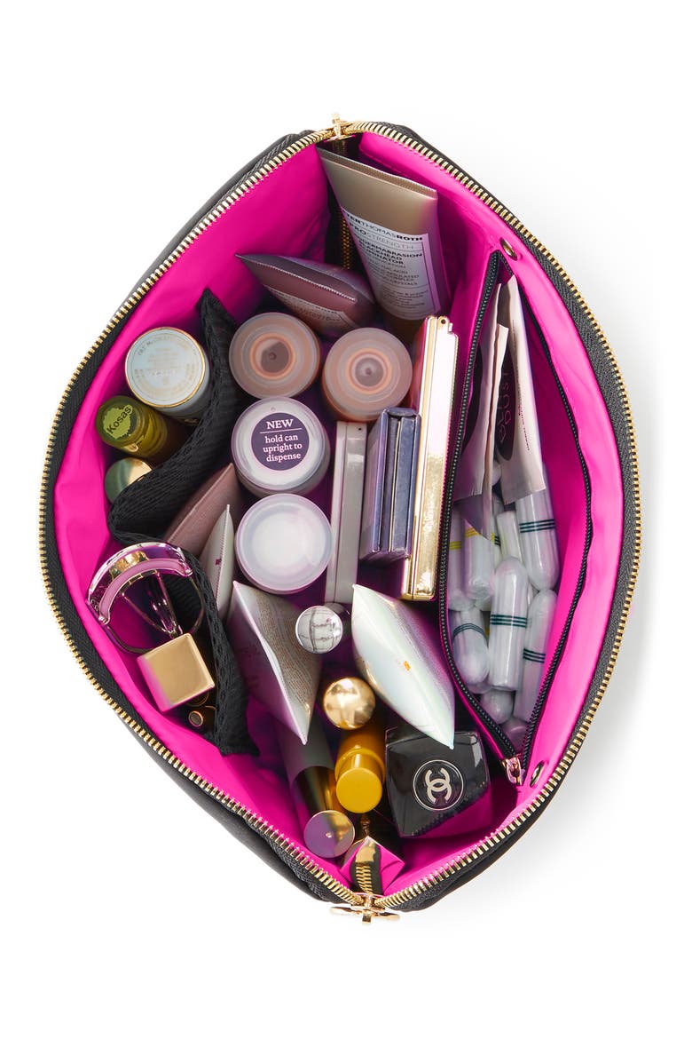 Vacationer Makeup Bag, Alternate, color, BLACK/ PINK