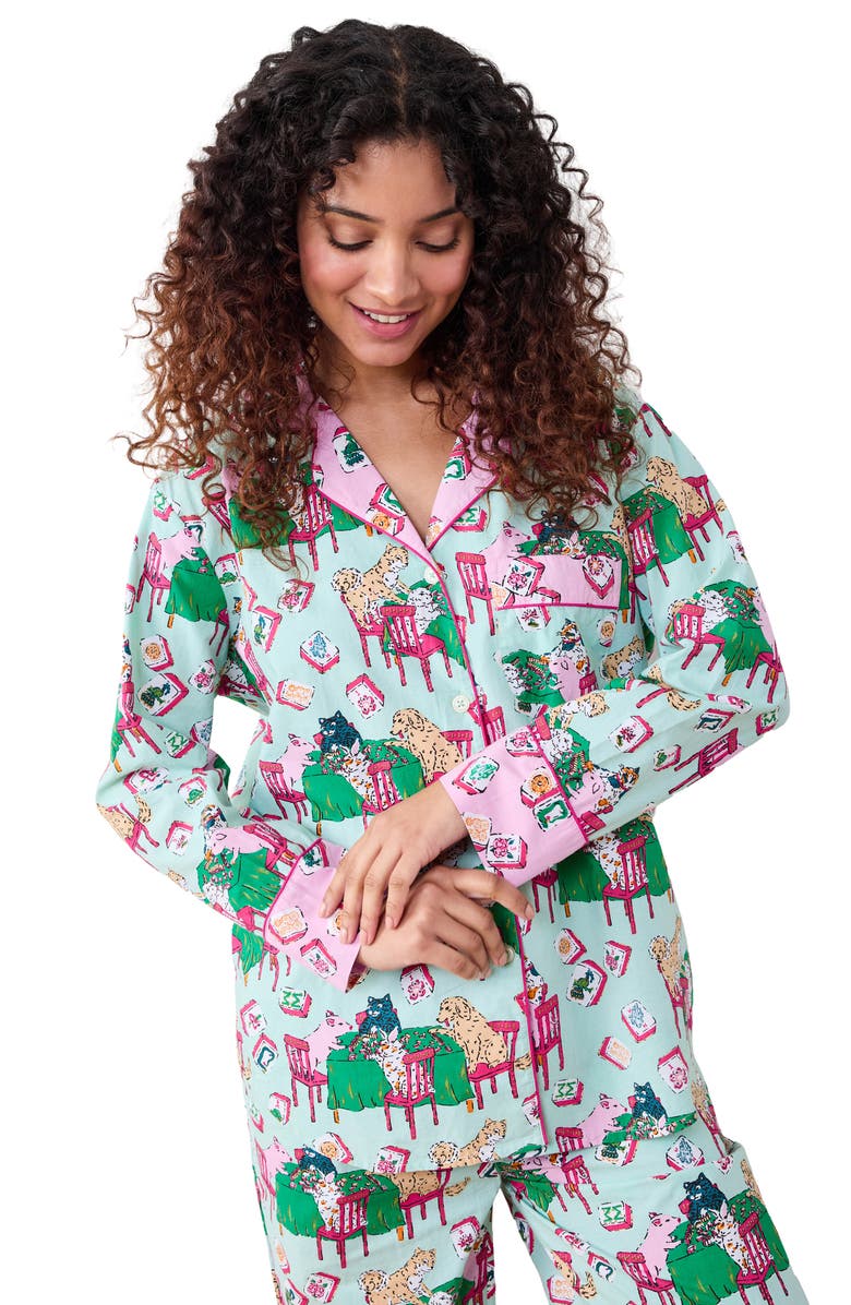 Printfresh Long Sleeve Organic Cotton Pajamas Set, Alternate, color, Pale Jade