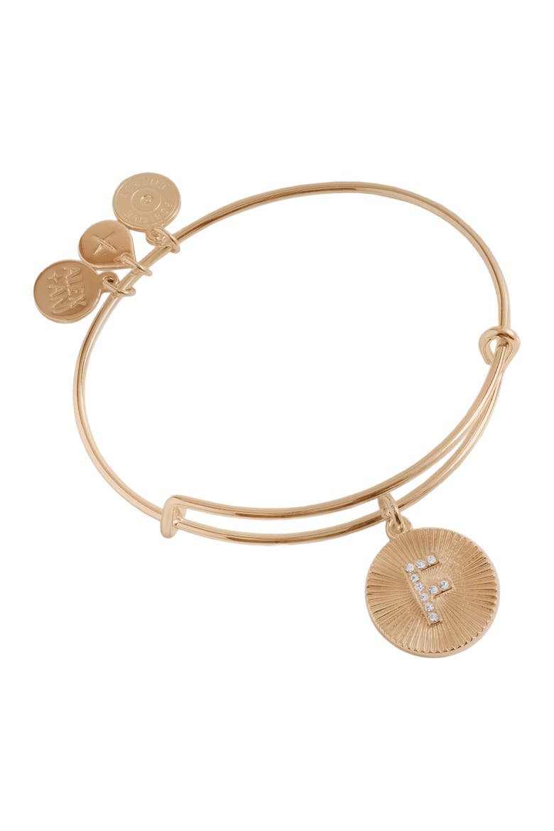 Pave Starburst Texture Initial Bangle Bracelet, Main, color, Gold - F