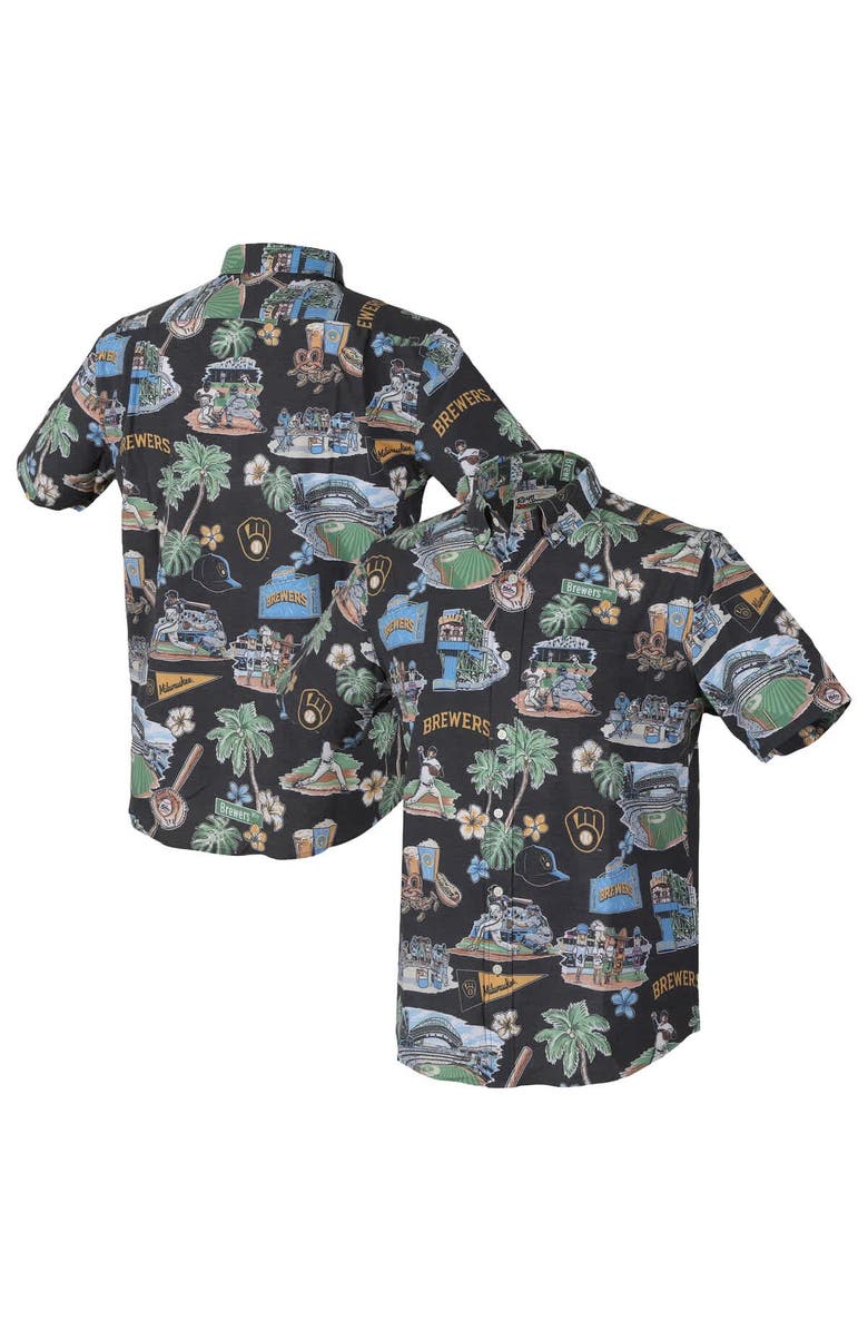 Reyn Spooner Men's Reyn Spooner  Black Milwaukee Brewers Scenic Tri-Blend Button-Down Shirt, Alternate, color, Black