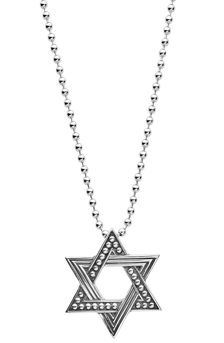 LAGOS Signature Caviar Star of David Pendant Necklace, Main, color,