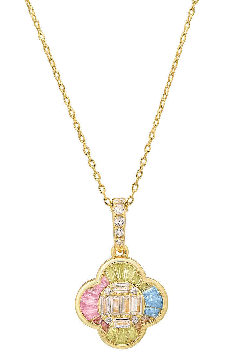 Pastel Clover Pendant Necklace, Main, color, GOLD