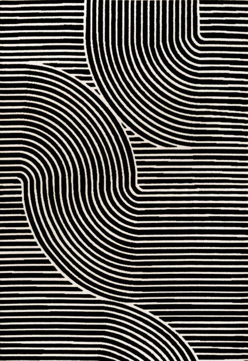 Jonathan Y Hallie High-low Minimalist Curve Geometric Indoor/outdoor Area Rug In Black