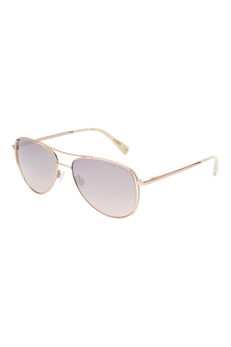58mm Full Rim Aviator Sunglasses, Alternate, color, ROSEvGOLD