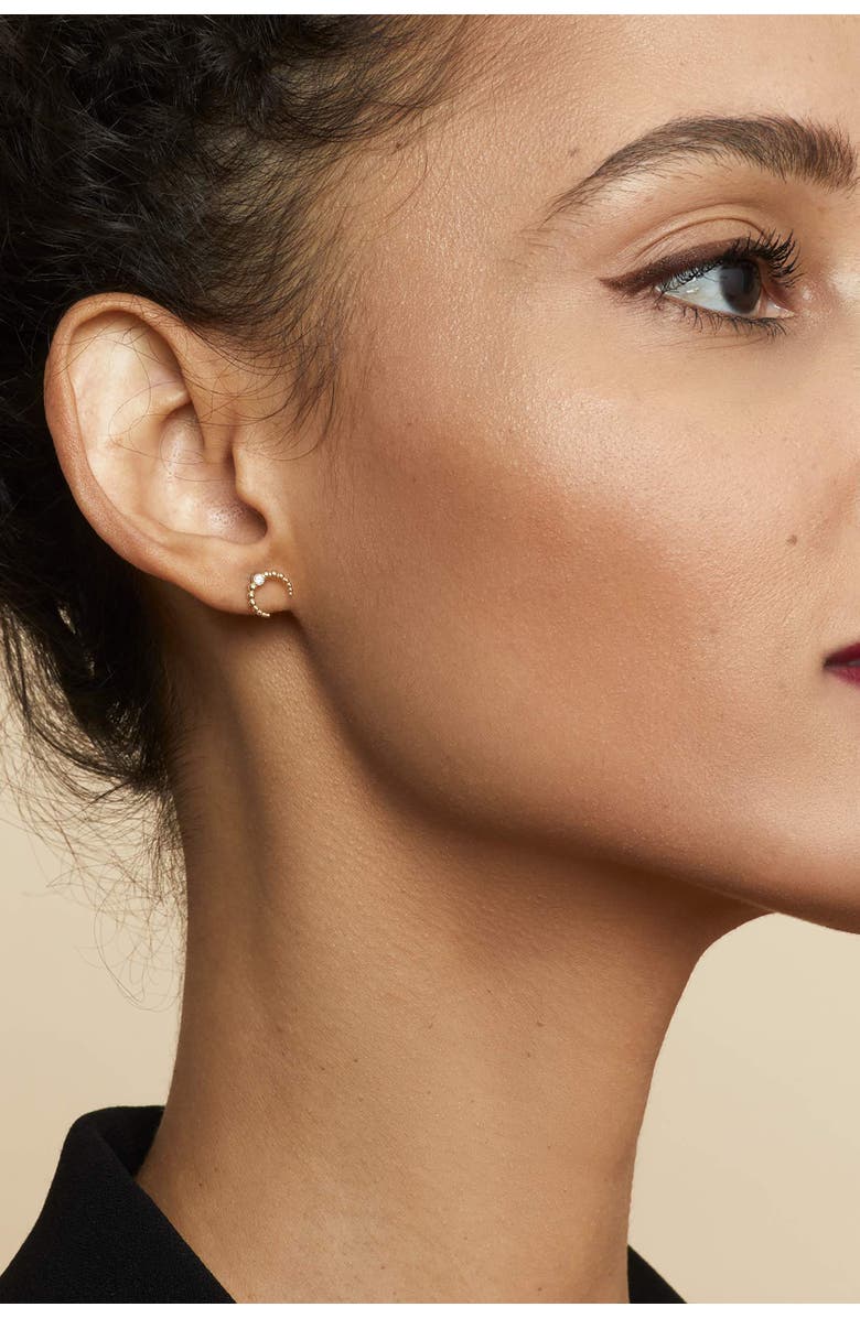 Oradina 14K Yellow Gold Wall St. Beaded Mini Studs, Alternate, color, Yellow Gold