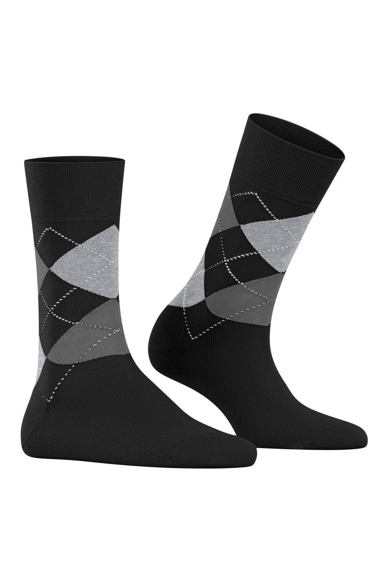 Argyle Organic Cotton Blend Crew Socks, Alternate, color, BLACK