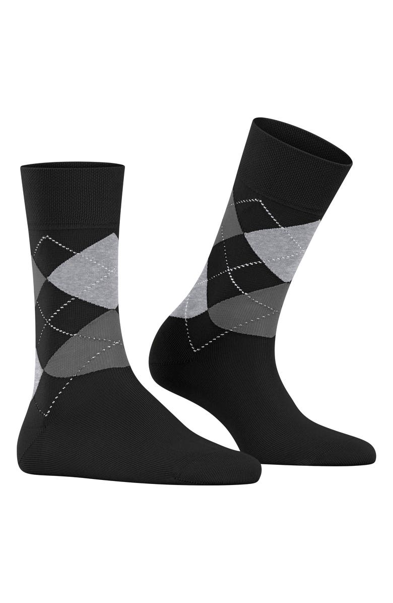 Falke Argyle Organic Cotton Blend Crew Socks, Alternate, color, Black