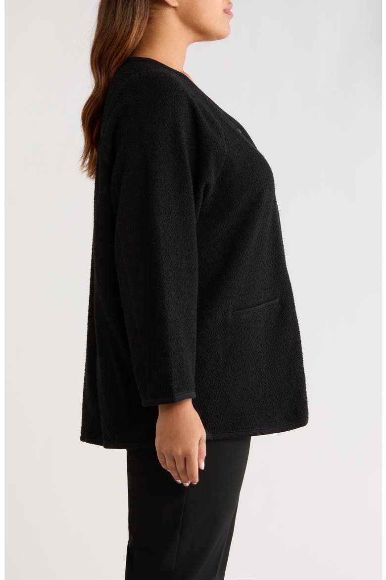 V-Neck Snap Front Bouclé Jacket, Alternate, color, BLACK