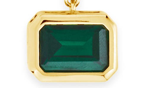 Sterling Forever Calder Cubic Zirconia Pendant Herringbone Chain Necklace In Gold