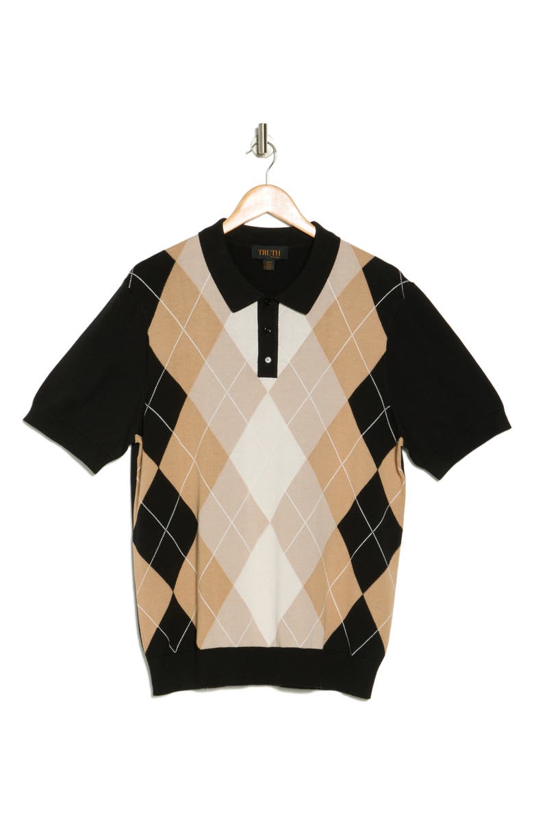 TRUTH Argyle Short Sleeve Sweater Polo, Alternate, color, 