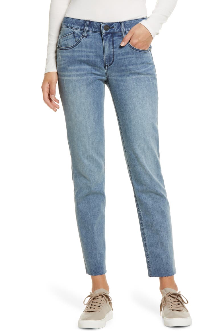Ab-Solution CoolMax® Raw Hem Straight Leg Jeans (Nordstrom Exclusive), Main, color, BLUE
