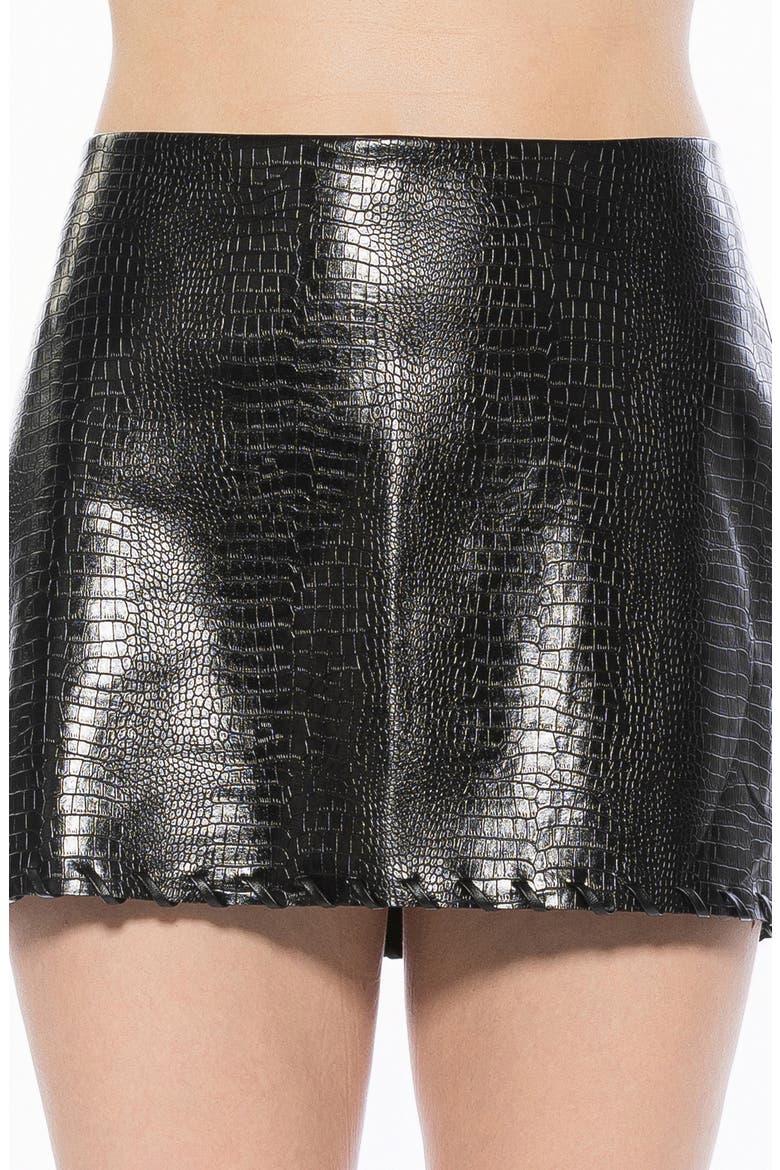 Zaire Faux Leather Miniskirt, Alternate, color, BLACK