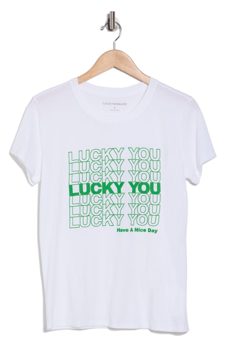 Lucky Brand Lucky You Have a Nice Day Graphic T-Shirt, Main, color, Bright White
